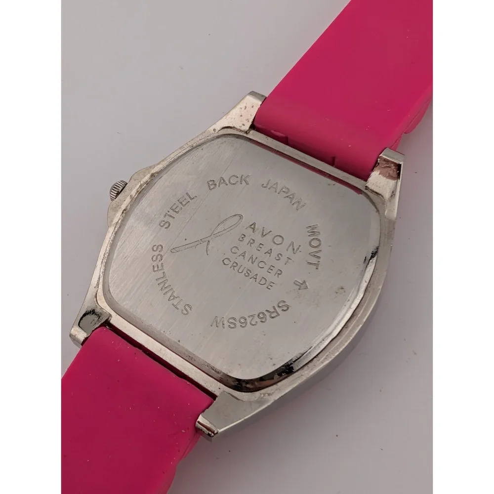 Avon Breast Cancer‎ Crusade Watch Women 37mm Case Silicone Band- New Battery